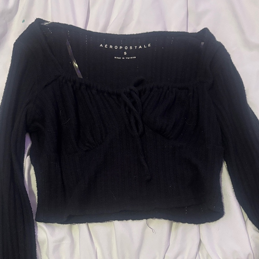 Aeropostale Black Ribbed Crop Top